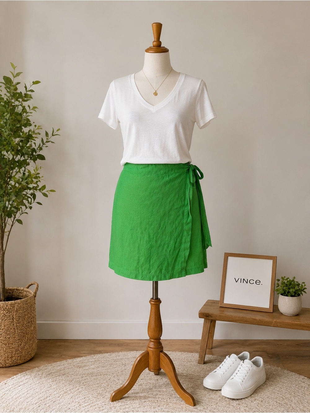 C&C California Kelly Green Wrap Mini Skirt